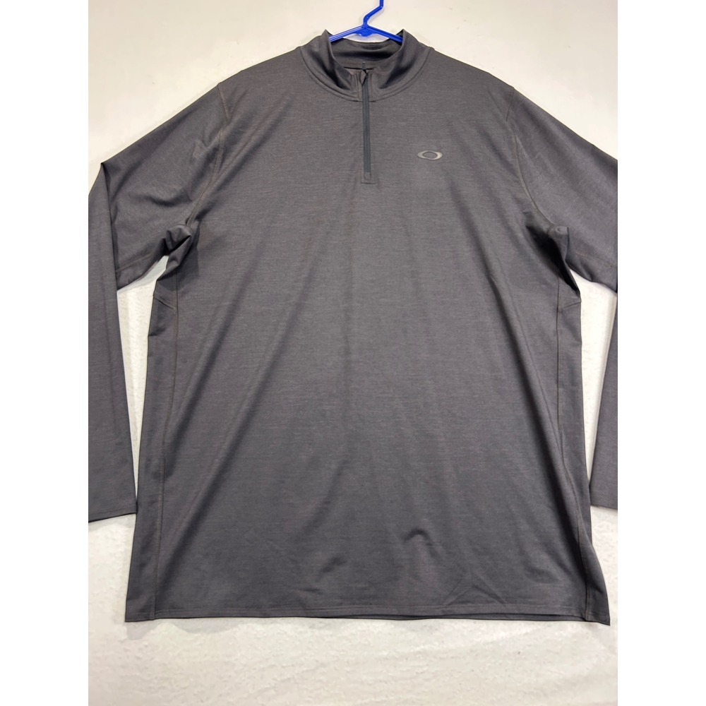 Oakley Mens 2XL 1/4 Zip Pullover Charcoal Gray Heather Long Sleeve Mock Neck Top